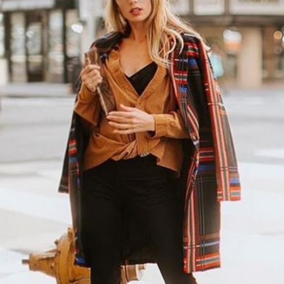 MODA ME COUTURE Jackets & Blazers - Plaid Print Coat Blazer